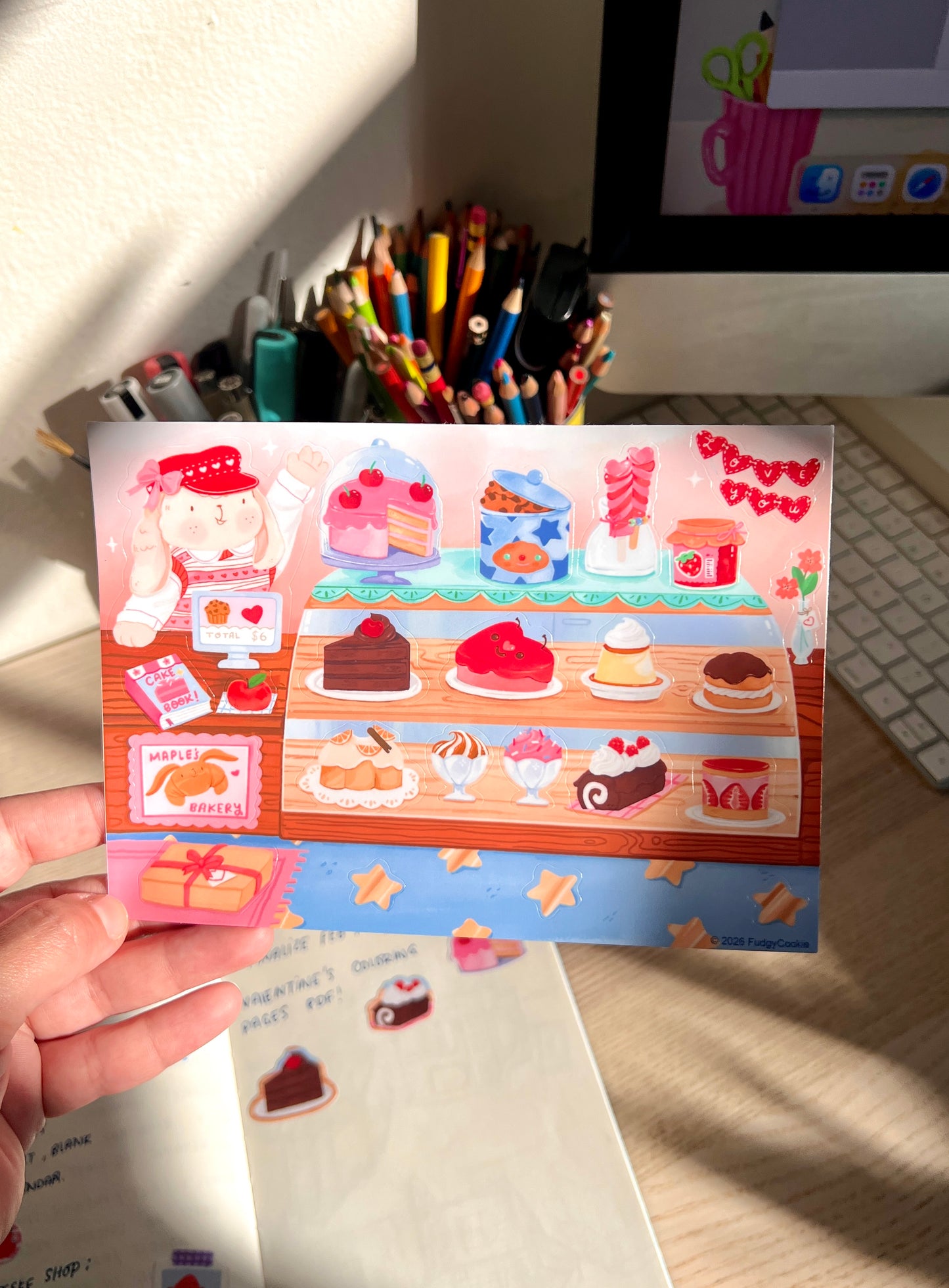 Valentine's Edition 🍰 Maple's Bakery Sticker Sheet Illustration