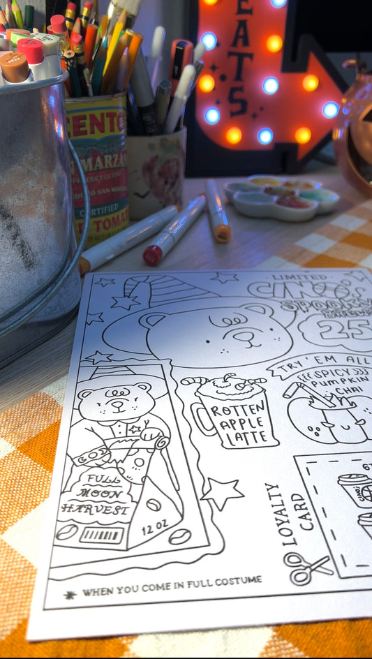 Vintage Ad Style Halloween Coloring Pages Set Of 5 (PRINTABLE PDF)